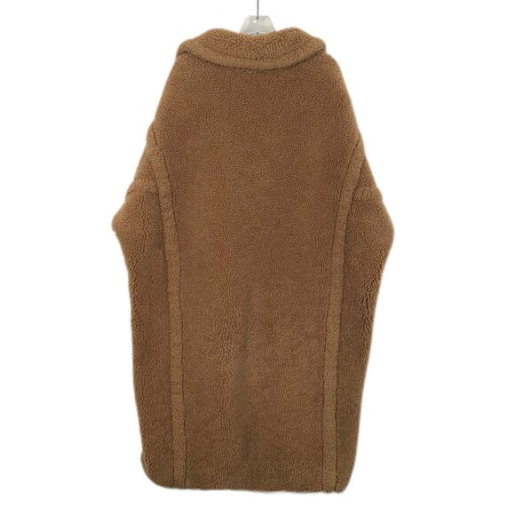 Max Mara Womens Oversized Camel Teddy Coat Double-Breasted Wool - Picture 2 of 8